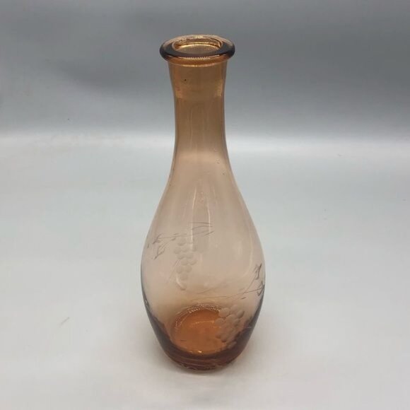 vintage liquid Decator glass vase amber grapes edged 11" tall READ - Picture 6 of 9